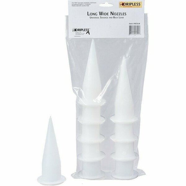 Dripless Long And Wide Replacement Nozzles For Sausage And Bulk Load Sealant Dispensing Guns N03LW